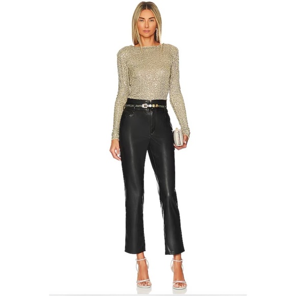 Free people sequin Gold Rush Long Sleeve in Gold Combo NWOT - Picture 4 of 9